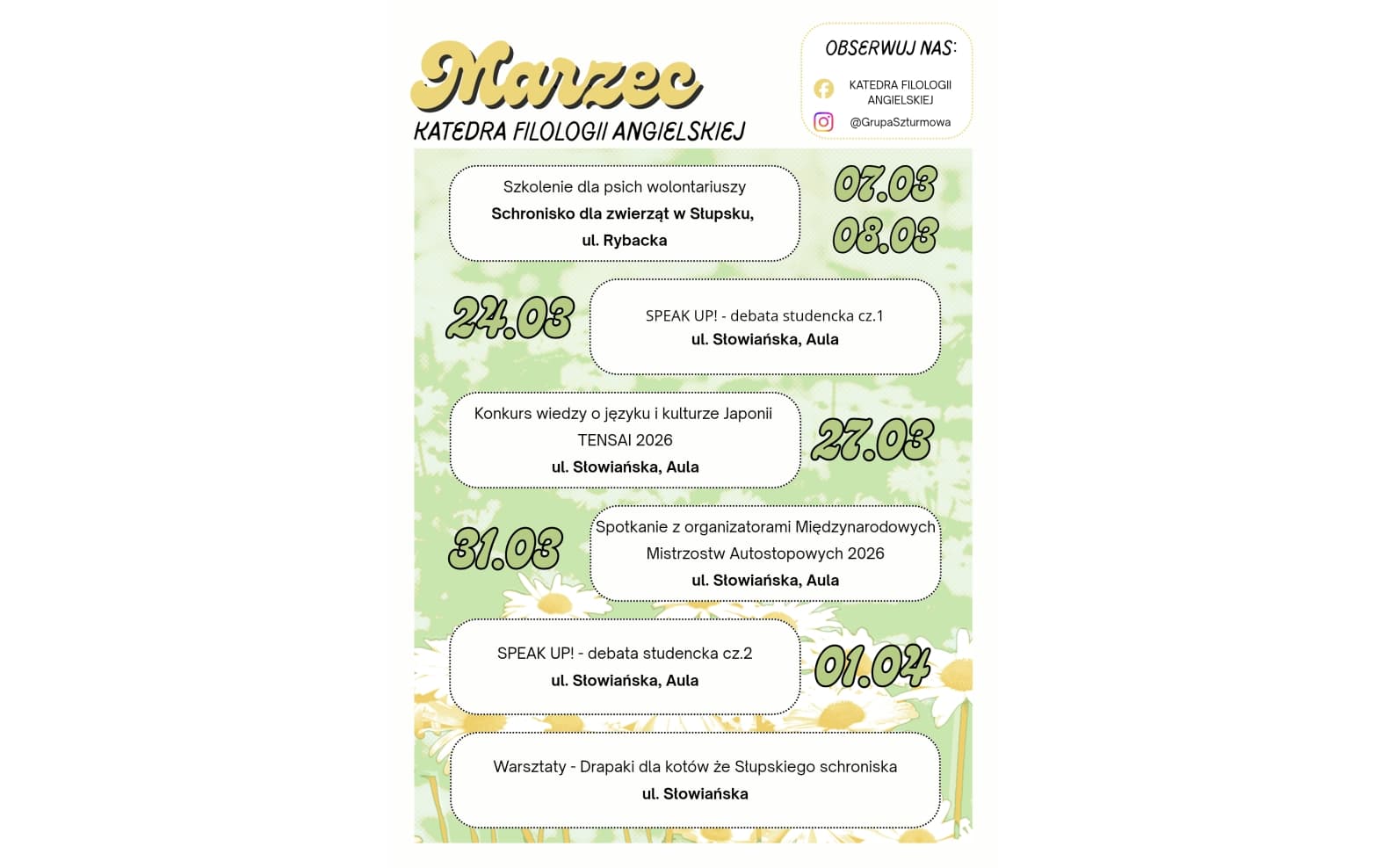 Kalendarz Wydarzeń - marzec
